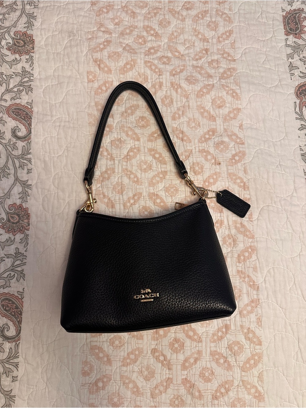 Coach Black Pebbled Leather Laurel Small Shoulder Bag with Gold Hardware - Picture 3 of 6